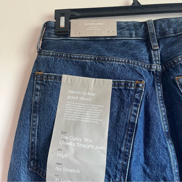 NWT Everlane Curvy '90s Cheeky Straight Jean Crop Size 31 in Deep Atlantic - Picture 10 of 12